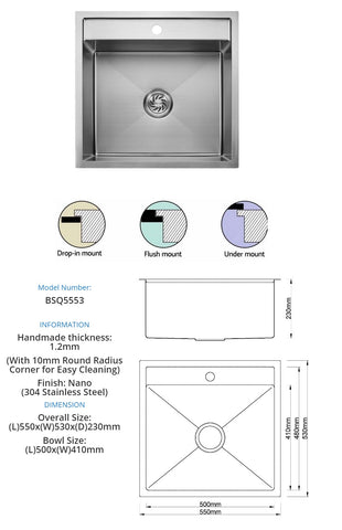 BOSHSINI Kitchen Sink BSQ5553