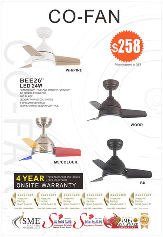 FANCO Small Ceiling Fan with Light BEE 26"