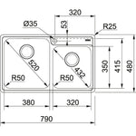 FRANKE Kitchen Sink Drop-In Double Bowl BCX620-38/32